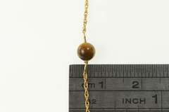 14K Yellow Gold Tiger's Eye Beaded Retro Statement Necklace