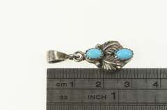 Sterling Silver Native American Navajo Turquoise Leaf Pendant