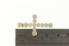 10K Yellow Gold Pave White Sapphire Encrusted Cross Christian Pendant