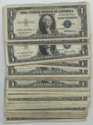 60 Small Size Blue Seal $1 Silver Certificate notes