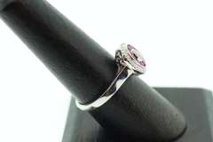 18k White Gold Diamond Cluster Ruby Ring