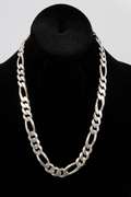.925 Italian Sterling Silver 11mm Figaro Link Chain Necklace 20.5 Inches