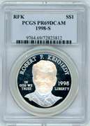 1998-S Proof Robert F. Kennedy Commemorative Silver Dollar in PCGS PR69DCAM