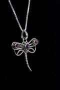 Sterling Silver Star Ruby Dragonfly Gemstone Pendant