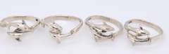 Group Lot of 5 Vintage 925 Sterling Silver Dolphin Rings