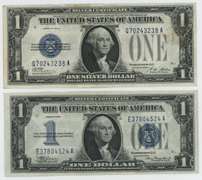 Crisp AU 1928 &1934 Series $1 'Funny Back' Silver Certificates
