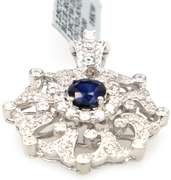 New 1.25ct Round Sapphire and 1.39ctw Diamond Snowflake Pendant in 18K