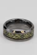 8mm Tungsten Carbide Wedding Band w/ Gold Plating Design Inlay Size 6