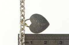 14K White Gold Cable Link Heart Charm Love Symbol Chain Bracelet