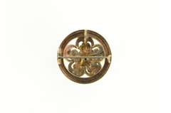 14K Yellow Gold Victorian Coral Floral Domed Statement Pin/Brooch