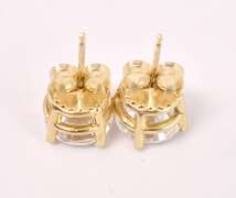 Amazing Large CZ Stud Earrings in 14K Yellow Gold