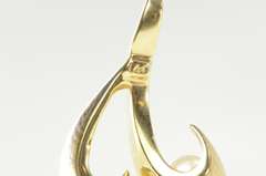 14K Yellow Gold Pearl Curved Drop Simple Statement Pendant