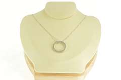 10K White Gold Diamond Encrusted Circle Journey Symbol Pendant