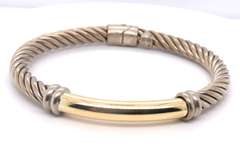 Vintage 925 Sterling Silver Twisted Cable Bangle Bracelet