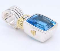 Lagos Two Tone Blue Topaz Glacier Silver and Gold Enhancer Pendant