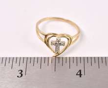 Lovely Diamond Cross Ring in Yellow Gold
