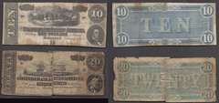 $10 & $20 Confederate Notes 1864 Circulated