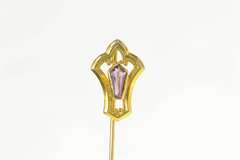 10K Yellow Gold Victorian Amethyst Ornate Classic Stick Pin