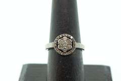 Pretty Sterling Silver Diamond Cluster Ring