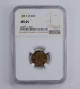 MS66 1947-D Roosevelt Dime - Toned - Graded NGC