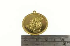 Gold Plated The Golden Cupid Cherub Dolphin Oval Pendant