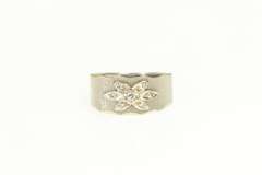 14K White Gold 1950's Diamond Flower Cluster Band Vintage Ring