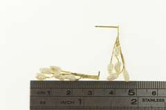 14K Yellow Gold Blister Pearl Fringe Dangle Chain Statement Earrings