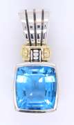 Lagos Two Tone Blue Topaz Glacier Silver and Gold Enhancer Pendant