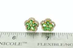 14kt Gold Plated Sterling Silver & Emerald Earrings edged with Diamonds