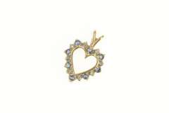10K Yellow Gold Sapphire Diamond Heart Love Symbol Pendant