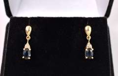 Gorgeous Sapphire and Diamond Drop Earrings in 14K Yellow Gold