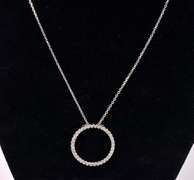 Dazzling Diamond Circle Pendant Necklace in 10K and 14K White Gold