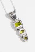 .925 Sterling Silver Pendant w/ Peridot Gemstones 47mm x 13mm