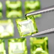 Princess cut unheated! 5.96ct Peridot set