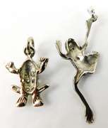 2 Sterling Silver Frog Pendants