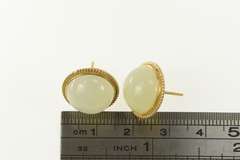 14K Yellow Gold Retro Jadeite Cabochon Domed Stud Earrings