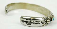 Old Pawn Heavy Sterling Turquoise Cuff Bracelet