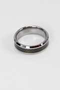 Men's Tungsten Carbide Black Carbon Fiber Inlay Wedding Band Comfort Fit Ring Size 13