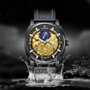 Sun Moon Star Wine Barrel Automatic Mechanical Watch