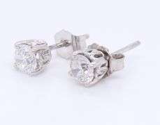Elegant White Gold Diamond Stud Earrings