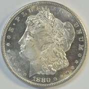 Cameo DMPL near Gem BU 1880-S Morgan Silver Dollar. Flashy