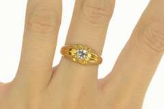 14K Yellow Gold 1940's Old European Cut Diamond Engagement Ring
