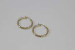 10k Yellow Gold Fancy Diamond Cut Hoop Earrings 30mm