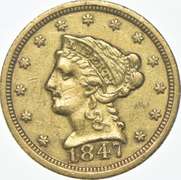 1847-C $2.50 Liberty Head Gold Quarter Eagle