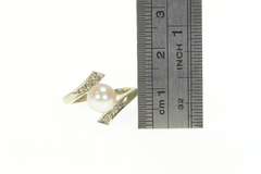 14K White Gold Ornate 1950's Pearl Diamond Engagement Ring