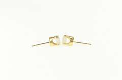 14K Yellow Gold Vintage Classic Simple Round Opal Stud Earrings