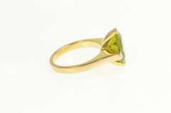 14K Yellow Gold Cushion Peridot Garnet Solitaire Cocktail Ring