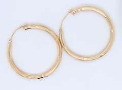 Fancy Yellow Gold Satin Matte Finish Hoop Earrings
