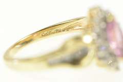10K Yellow Gold Marquise Pink Sapphire Diamond Halo Ring