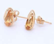 Lovely Yellow Gold Pear Citrine Stud Earrings